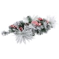 thumbnail image 6 of Northlight Triple Candle Holder with Flocked Pine and Christmas Ornaments - 32" - Red and White, 6 of 6
