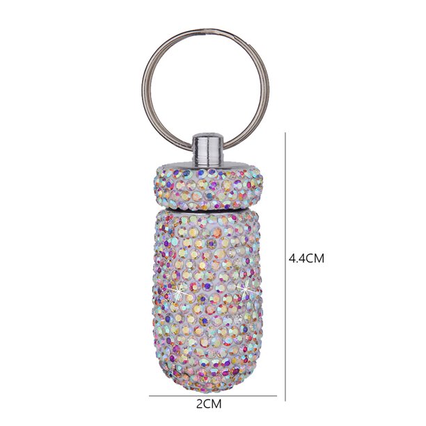 Botella De Medicina Pequeña Pequeña botella de medicina con diamantes de imitación, caja portátil impermeable para pastillas (multicolor) Hugtrwg Libre de BPA