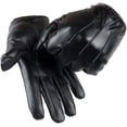 thumbnail image 1 of Guantes de cuero para hombre, guantes de invierno con pantalla táctil y forro polar interior Thinsulate, mitones de cuero sintético negros para clima frío, conducción al aire libre, regalo de Navidad, 1 of 4