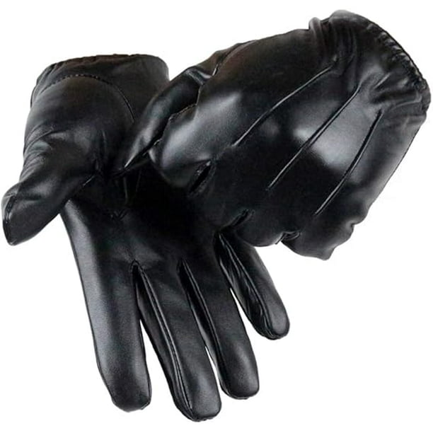 Guantes de cuero para hombre, guantes de invierno con pantalla táctil y forro polar interior Thinsulate, mitones de cuero sintético negros para clima frío, conducción al aire libre, regalo de Navidad