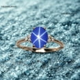 thumbnail image 4 of thejewelryart 925 Sterling Silver Oval Blue Star Sapphire Ring Handmade Jewelry Special Occasion Gift Perfect Women's Engagement Silver 8.5, 4 of 4