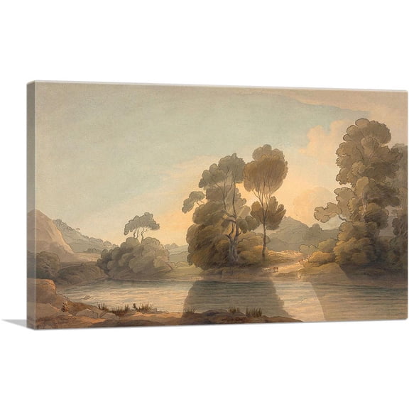 ARTCANVAS On The Dee Canvas Art Print by Francis Towne - Size: 12" x 8" (0.75" Deep)