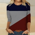 thumbnail image 2 of ATOYSOY Women's Loose Tops Fashion Crew Neck Sweatshirts Outwear Casual Shirts 3/4 Sleeve Tees Fall Winter Color Block Pullover Workout Retro Red XXL, 2 of 5