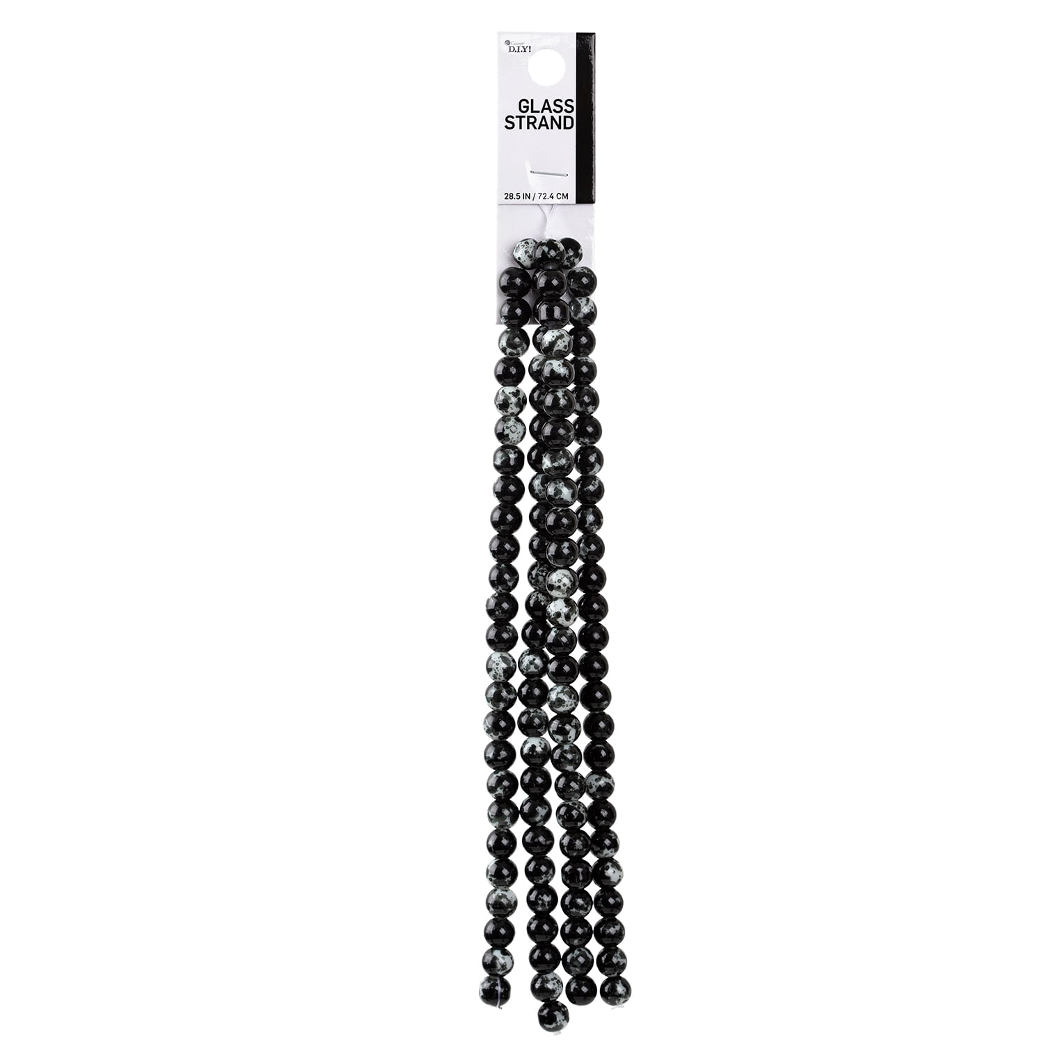 Cousin DIY Splatter Glass Bead Strand, Black/White, Unisex, 100 Pieces - 28.5in