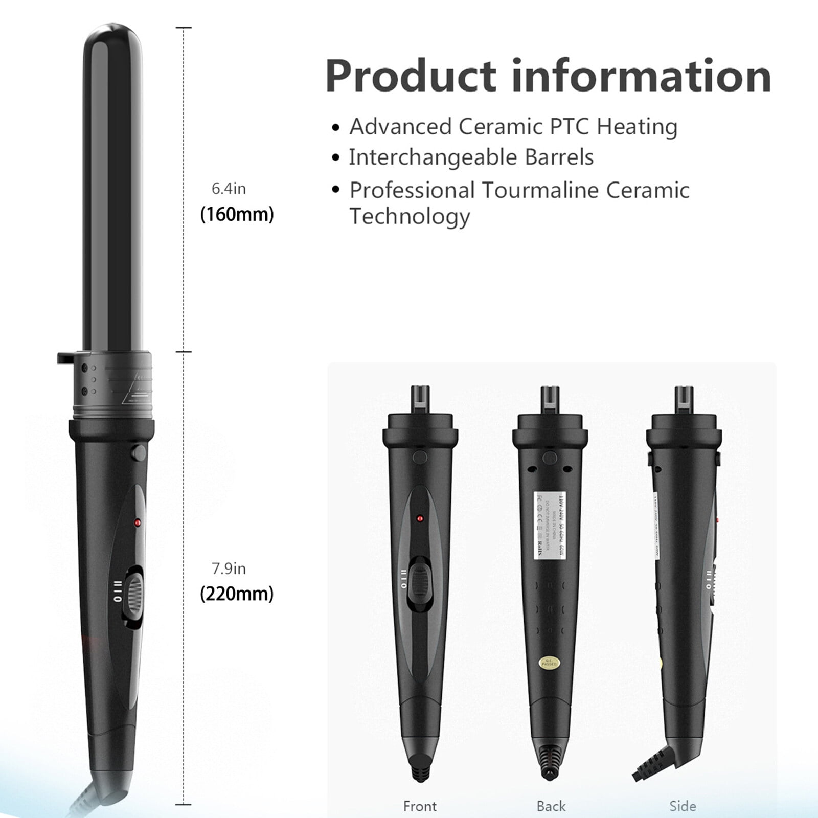 Wand Curling Iron Curling Wand Set Professional 5 in 1 Curling Iron Wand Set Instant Heating Adjustable Temperature for Wavy Air