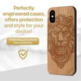 thumbnail image 2 of Case Yard Wooden Case Outside Soft TPU Silicone, Slim Fit Shockproof Wood Protective Phone Cover for Girls Boys Men and Women, Supports Wireless Charging Victorian Lion Design case for iPhone-X, 2 of 7