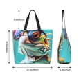 thumbnail image 5 of Pofeuu Stylish Sunglasses Iguana Print Reusable Grocery Bags - Washable, Foldable, Packable Tote, Large Handles, Heavy Duty, Zippered Top Pouch, 5 of 8
