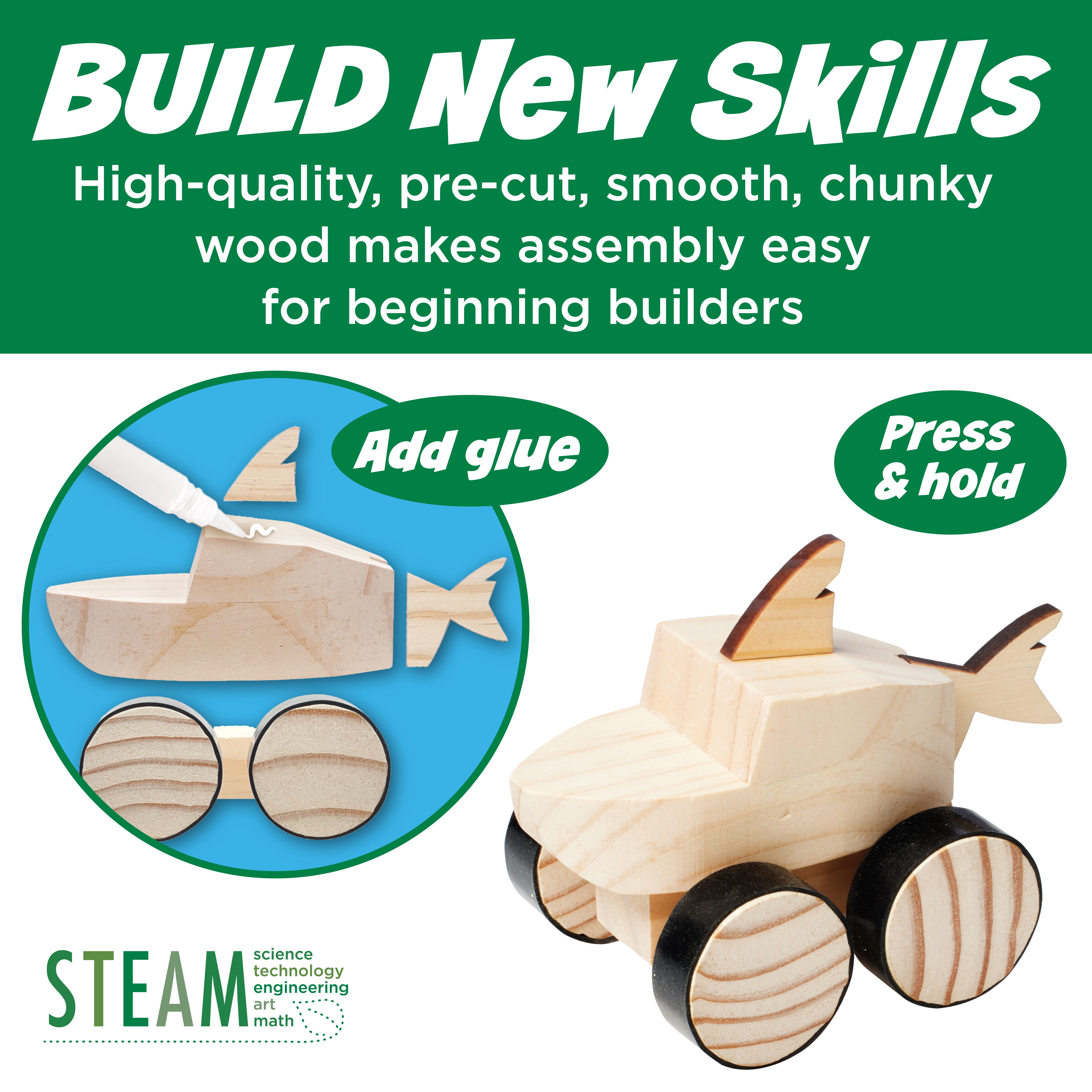 Creativity for Kids Buildeez! ​Monster Shark Truck: Wood Craft Kits and STEAM Toys
