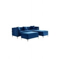 thumbnail image 1 of Hamuq Velvet Reversible Sofa Sectional with Ottoman, Blue, 1 of 2
