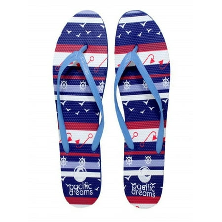 

Beaute Fashion Trendy Nautical Sailboat Anchor Starfish Flip Flops Mermaid Adult Women Thong Sandal Slipper (Size Smal Blue Sea Hooks)