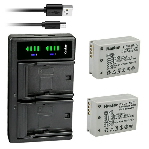 Kastar 2-Pack Battery and LTD2 USB Charger Replacement for Canon NB-7L NB7L, NB-7LH NB7LH Battery, CB-2LZ, CB-2LZE Charger, Canon PowerShot G10, PowerShot G10 IS, PowerShot G10IS, PowerShot G11 Camera