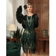 thumbnail image 2 of PrettyGuide Womens Flapper Dress with Sleeves Art Deco Sequin Beaded Fringe 1920s Vintage Great Gatsby Party Dress, 2 of 7