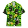 thumbnail image 2 of St Patrick Shamrock Raccoon Hawaiian Shirt For Men Rainbow Racoon Mens Hawaiian Shirts Short Sleeve Button Down Shirt Men, 2 of 7