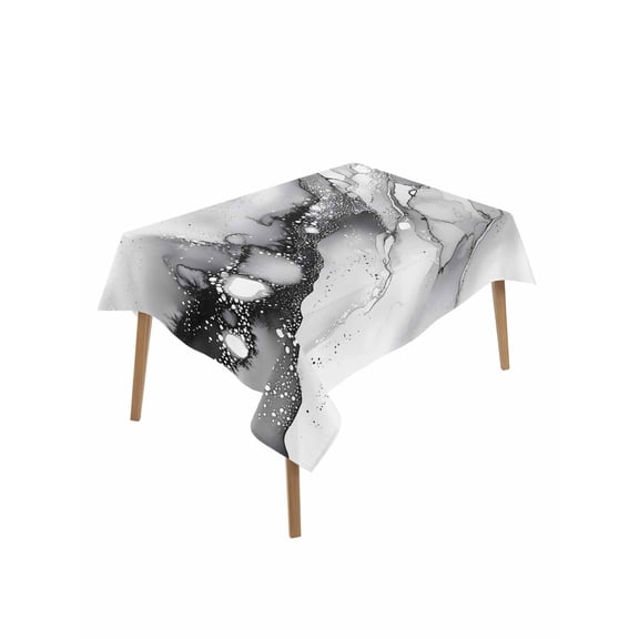 Abstract Art Marble Texture Table Cloth 52x70 Inch Rectangle, Black Grey Gradient Modern Art Waterproof Tablecloth Washable Table Cover for Party Picnic Dinner Decor