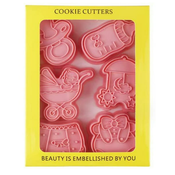 Baby Shower Cookie Cutters ,Set 8 Pcs with Plunger Stamps, Cute for