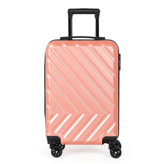 20 Inch Coral Pink Hardside Carry-On Luggage, Airline Approved Spinner Suitcase with Combination Lock, Lightweight ABS Travel Bag