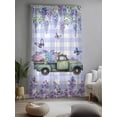 thumbnail image 2 of Sheer Curtains 96 Inches Long, Purple Flowers Semi Sheer Curtains Light Filtering Window Treatment, Weeping Spring Floral Truck Butterfly Checkered Privacy Voile Drapes for Living Room 52x96 Inch, 2 of 7
