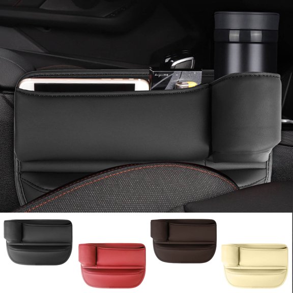 COM1950s Universal Car Center Console Organizer with Cup Holders – Seat Gap Storage Box for Phones,Keys,30Oz Tumblers (Abs Plastic,0.6Lbs)