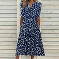 thumbnail image 2 of Patlollav Womens Summer Print Causal V-Neck Button Short Sleeve Vacation Pockets Dress, 2 of 6