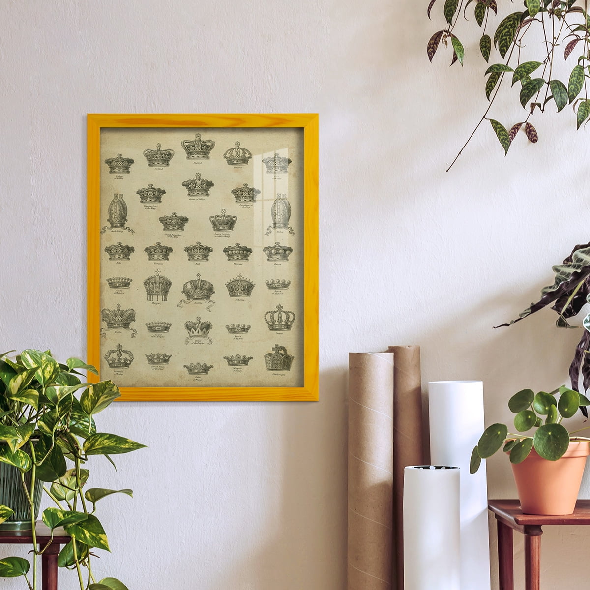 Heraldic Crowns & Coronets V -Framed Print w/glass-Sunflower Yellow