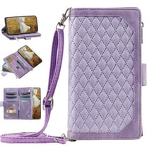 for Samsung Galaxy Note 20 Ultra 6.9" Wallet Case, Luxury PU Leather Folio Flip Protective Cover with Wrist Strap [Credit Card Holder ] [Zipper Pocket] [Kickstand Function] Magnetic Case,Purple