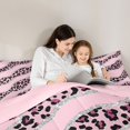 thumbnail image 4 of Homewish Dreamy Pink Polkadots Bedding Comforter Set 7pcs, Leopard Cheetah Print Queen Bedding Sets, Modern Fashion Reversible Queen Sheet Sets, Microfiber Bedroom Decor, 4 of 7