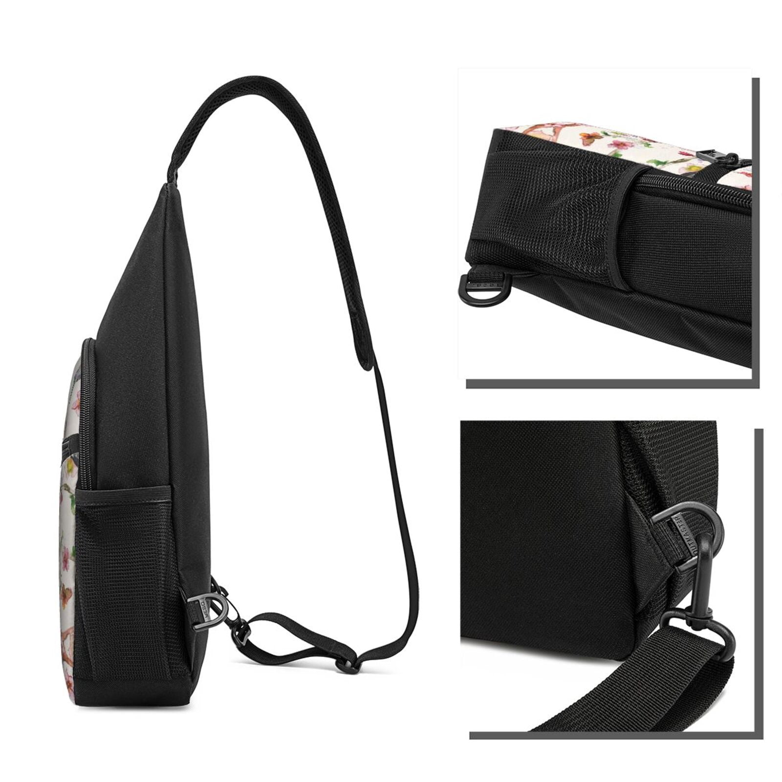Xecao's Watercolor Floral With Butterflies Print Sling Bag: A Versatile Chest, Shoulder, and Crossbody Backpack for Casual Days Out, Perfect for Both Men and Women