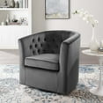 thumbnail image 2 of Tufted Armchair Accent Chair, Velvet, Dark Grey Gray, Modern Contemporary Urban Design, Living Lounge Room Hotel Lobby Hospitality, 2 of 8