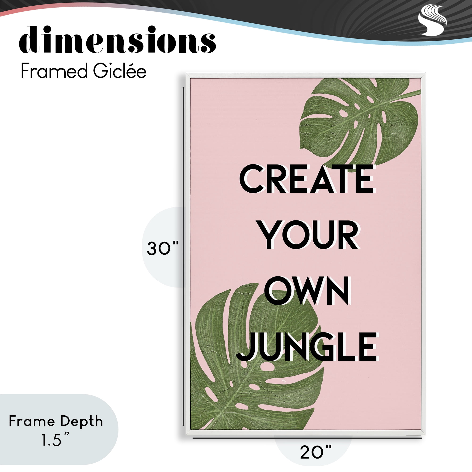 Stupell Industries Create Your Own Jungle White Framed Giclee Art, design by Martina Pavlova