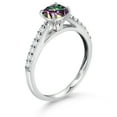 thumbnail image 3 of Gem Stone King 10K White Gold Green Mystic Topaz and White Lab Grown Diamond Engagement Ring for Women (1.18 Cttw, Cushion 5MM, Gemstone Birthstone, Available in Size 5, 6, 7, 8, 9), 3 of 4