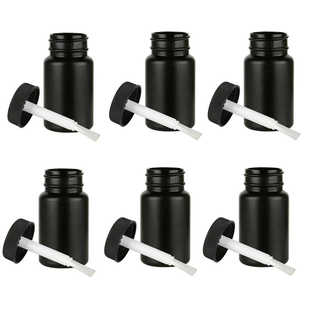 6 Empty Plastic Bottles Brush Applicator Cap Arts Craft Paint Jar