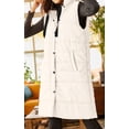 thumbnail image 5 of Women's Hooded Quilted Puffer Vest - Long Sleeveless Winter Jacket with Button Front & Pockets, 5 of 6