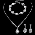thumbnail image 1 of (Plata) Juego de 3 pendientes de collar de cristal nupcial para novia, gargantilla de plata para novia, collares con colgante de joyería para mujeres y niñas Plata JM, 1 of 5