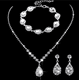 thumbnail image 1 of (Plata) Juego de 3 pendientes de collar de cristal nupcial para novia, gargantilla de plata para novia, collares con colgante de joyería para mujeres y niñas Plata JM, 1 of 5