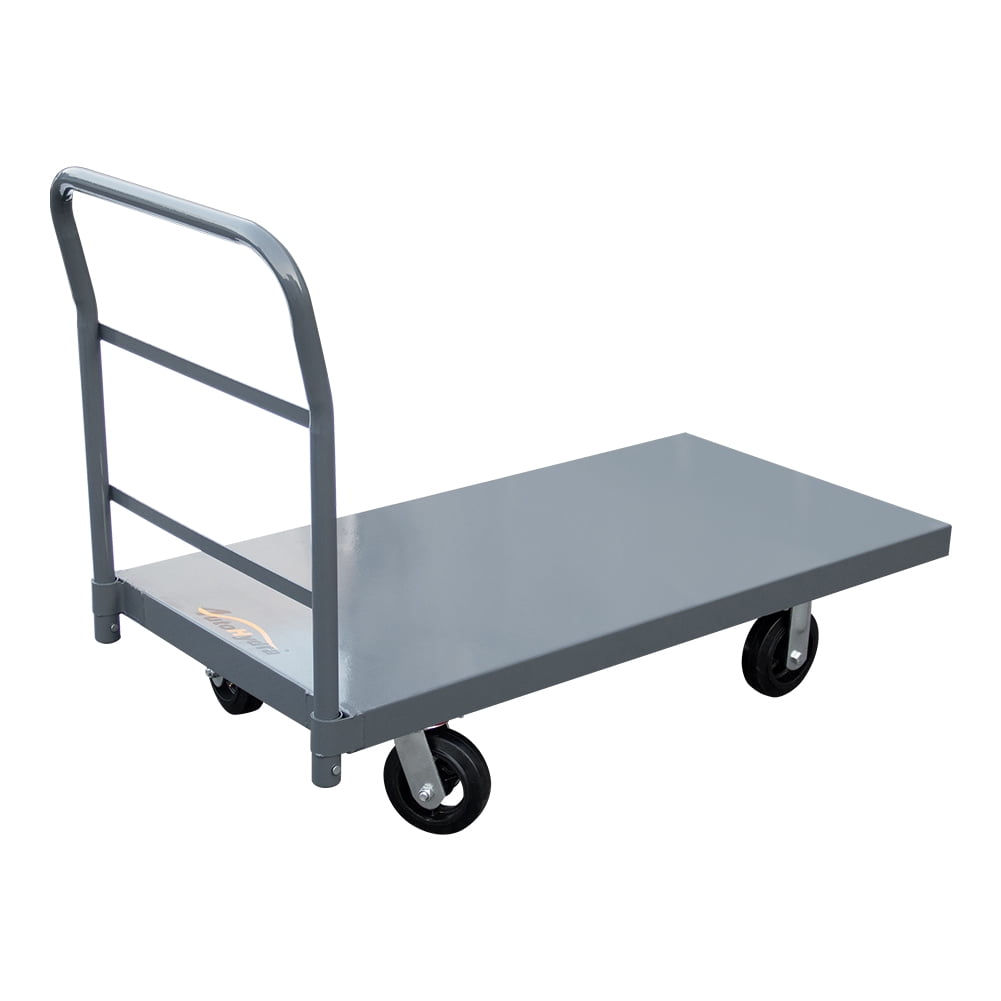 HPDAVV 48" L x 24" W Steel Platform Truck 2000 Lbs Loading Capacity Heavy Duty Flatbed Hand Truck Utility Push Cart with 6" Rubber Casters