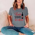 thumbnail image 1 of Cadeaux de la Saint-Valentin Mode Femme T-shirt à Manches Courtes Imprimé Col Rond Décontracté Ample, 1 of 8