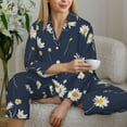 thumbnail image 6 of Pajama Sets for Women 2 Pcs, Pistil Daisies Flowers Button Down Long Sleeve Sleepwear Lounge PJ Sets, 6 of 6