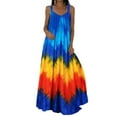 thumbnail image 1 of Innerwin Robe d'Été de Plage, Imprimé Floral, Robe Maxi pour Femmes, Vacances, Teinture sur Nœuds, Ligne A, Longue, Colorée, 5TG, 1 of 2