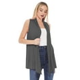 thumbnail image 4 of Women's Casual Solid Comfy Sleeveless Draped Open Front Cardigan S-3XL, 4 of 5