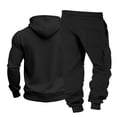 thumbnail image 4 of Yusimy Men's Solid Color 2-Piece Hoodie Set Button Pocket Drawstring Pants Long Sleeve Casual Sports, 4 of 8