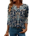thumbnail image 3 of Zeagoo Womens Tops Dressy Casual Beach Vacation Clothes for Women Business Casual Long Shirts V Neck Tee Shirt Ladies Top and Blouses Ethnic Style, 3 of 7
