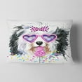 thumbnail image 2 of Designart Lovely Dog with Pink Heart Glasses - Contemporary Animal Throw Pillow - 12x20, 2 of 5