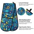 thumbnail image 4 of Dailycode Double Sided Oven Mitt with Loop Heat Resistant Kitchen Long Potholders 7" x 35" Fantasy Doodle Art Leaf, 4 of 6