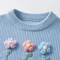 thumbnail image 4 of LIIPEE Girls Boys Tops Cartoon Hand Embroidered Floral Long Sleeve Round Neck Pullover Sweater Toddler Comfortable Weekend Shirt,Blue,3-4 Years, 4 of 7