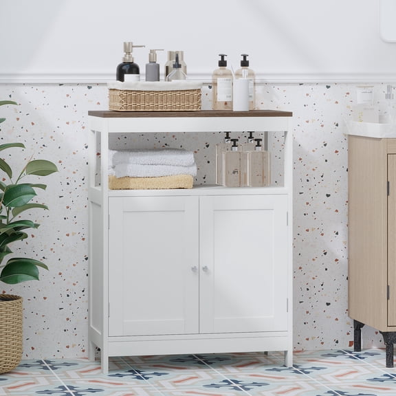 Noble House Modern Storage Cabinet with Double Doors, Multi-Purpose Kitchen or Bathroom Organizer, White