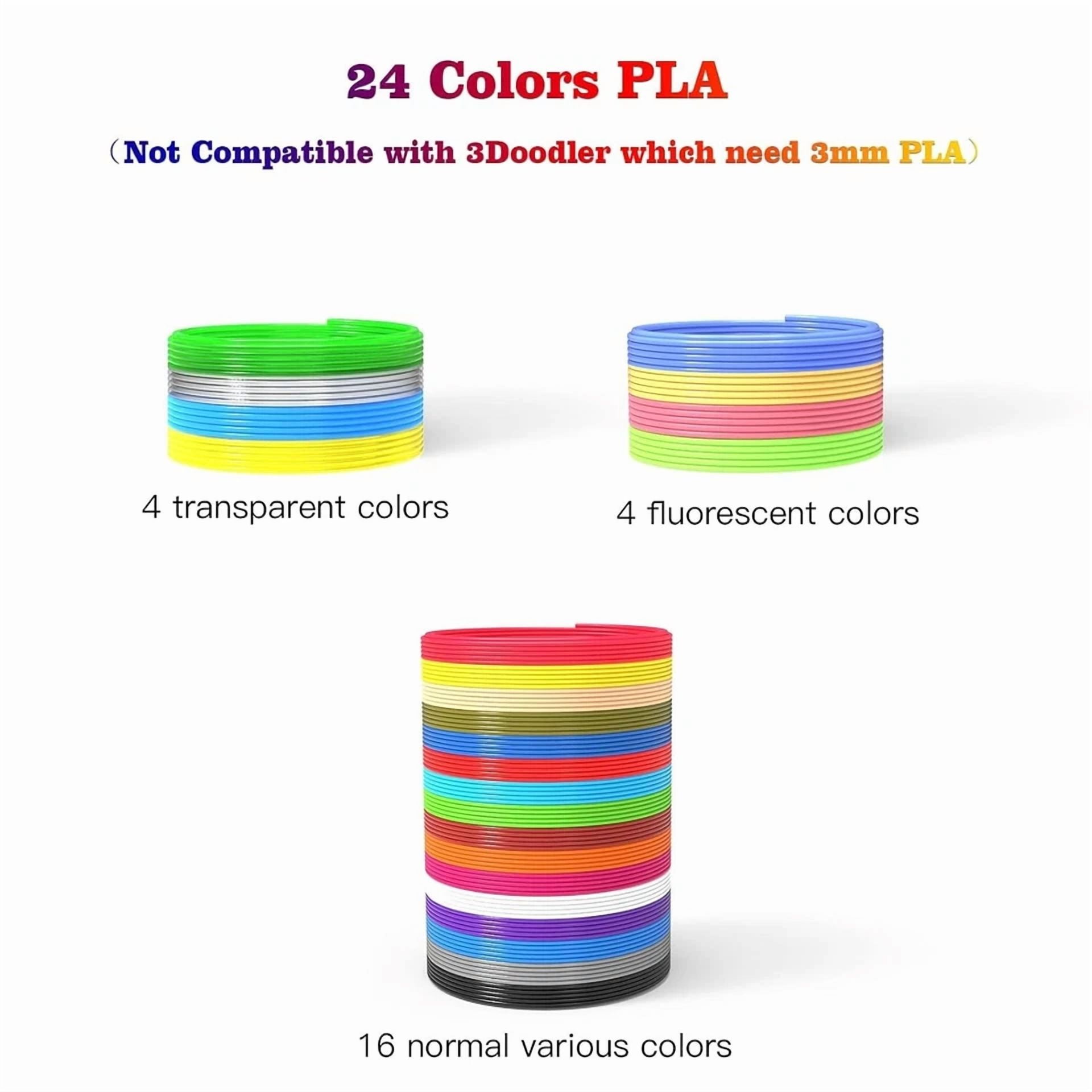 CIRCLE- 24 Colors 3D Pen Pla Filament Refills 3D Printing Pen Refills 1.75Mm 400Ft Set