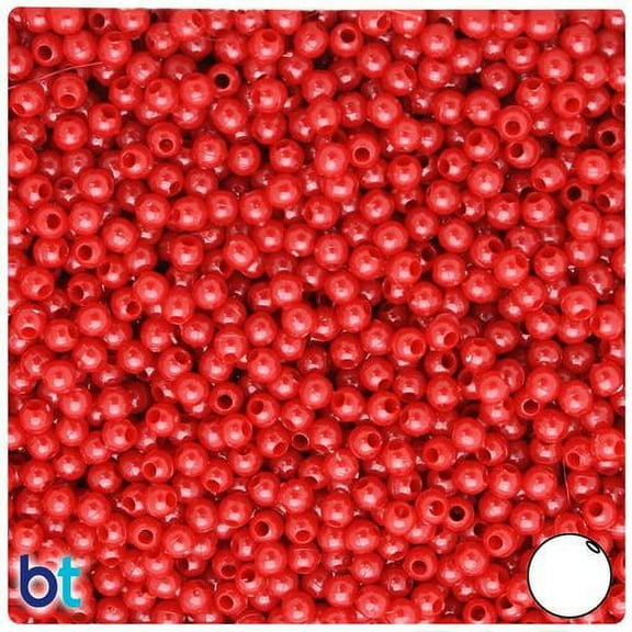 BeadTin Red Opaque 4mm Round Plastic Beads (1000pcs)