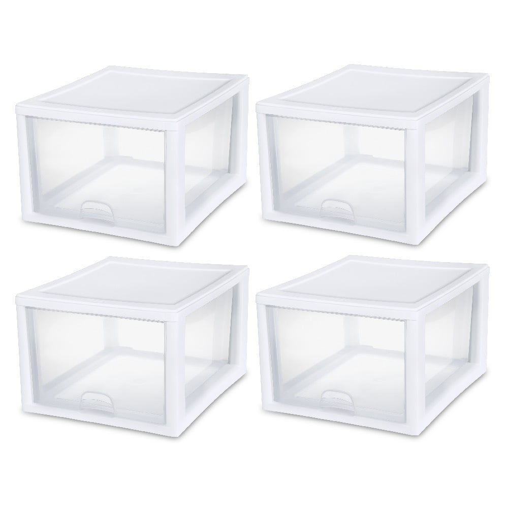 4 STERILITE 2310 Stackable Storage Drawer Pack of 4