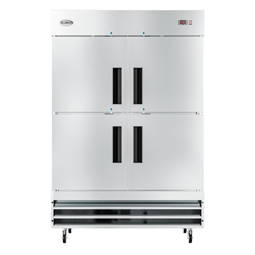 Pemberly Row 54" Commercial Stainless Steel Half Door Reach-In Freezer in Silver