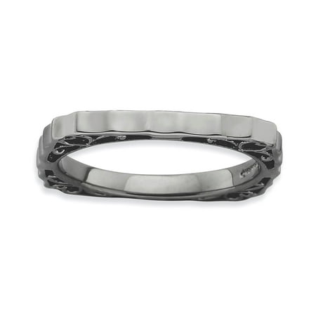 - Stackable Expressions Ladies 925 SS Black Tone Polished Square Band Sz10
